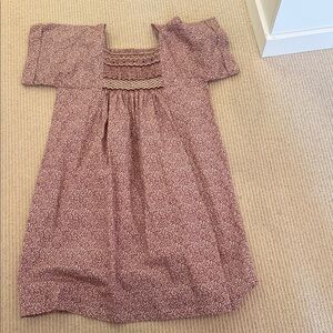 Bonpoint Mauve Floral Smocked Bodice Dress